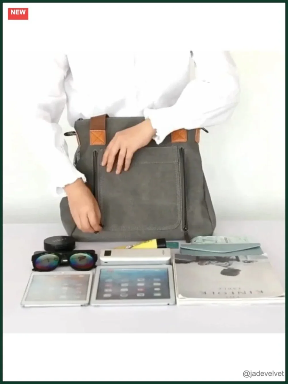 Canvas Tote Bag Work Shoulder Crossbody Multi-pocket Handbags